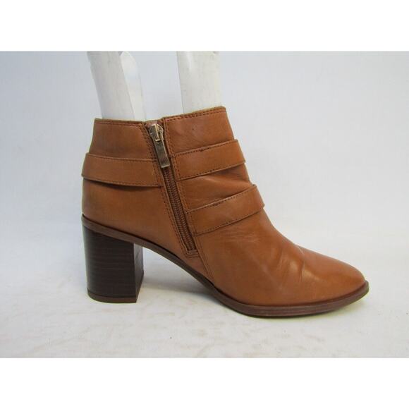 Franco Sarto Womens Size 8 Brown Leather Zip Buckle Ankle Fashion Boots Booties - Picture 4 of 11